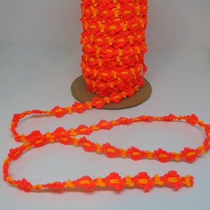 Knit Braid Trim, 5/8 Inch Wide in Bright Neon Rose & Orange in 2-YARD Increments Fun Costume, Upholstery, Craft, Braid Trim, Hats, Scrapbook