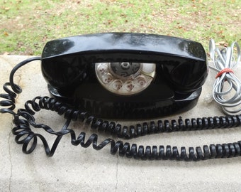 Wählscheibe Black Princess Telefon, Curly & Wandschnur, moderner Stecker, Klingelsystem Western Electric, 1978 Festnetztechnik, Home Decor
