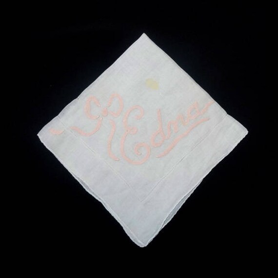 1950s Monogram Handkerchief with Hand Applique "E… - image 6
