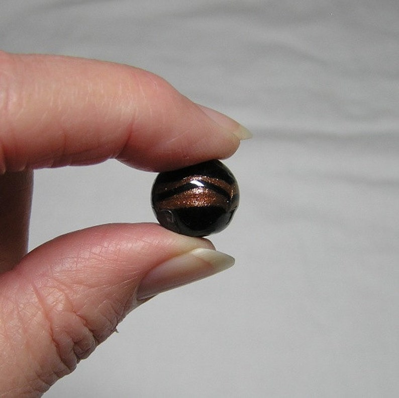 16 Black Glass Beads With Gold Paint for Jewelry Making Size Etsy