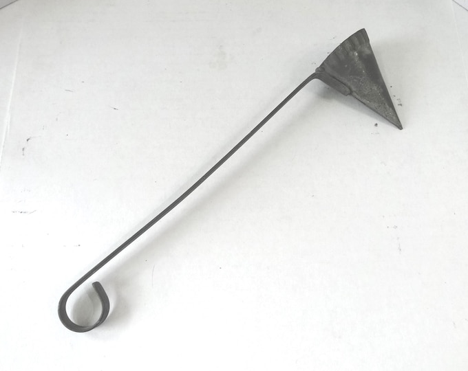 Vintage Pewter Candle Snuffer, Handmade from 1970s, 9 Inches Long, Cone Dome, Home Useful Decor, Upcycle Tools
