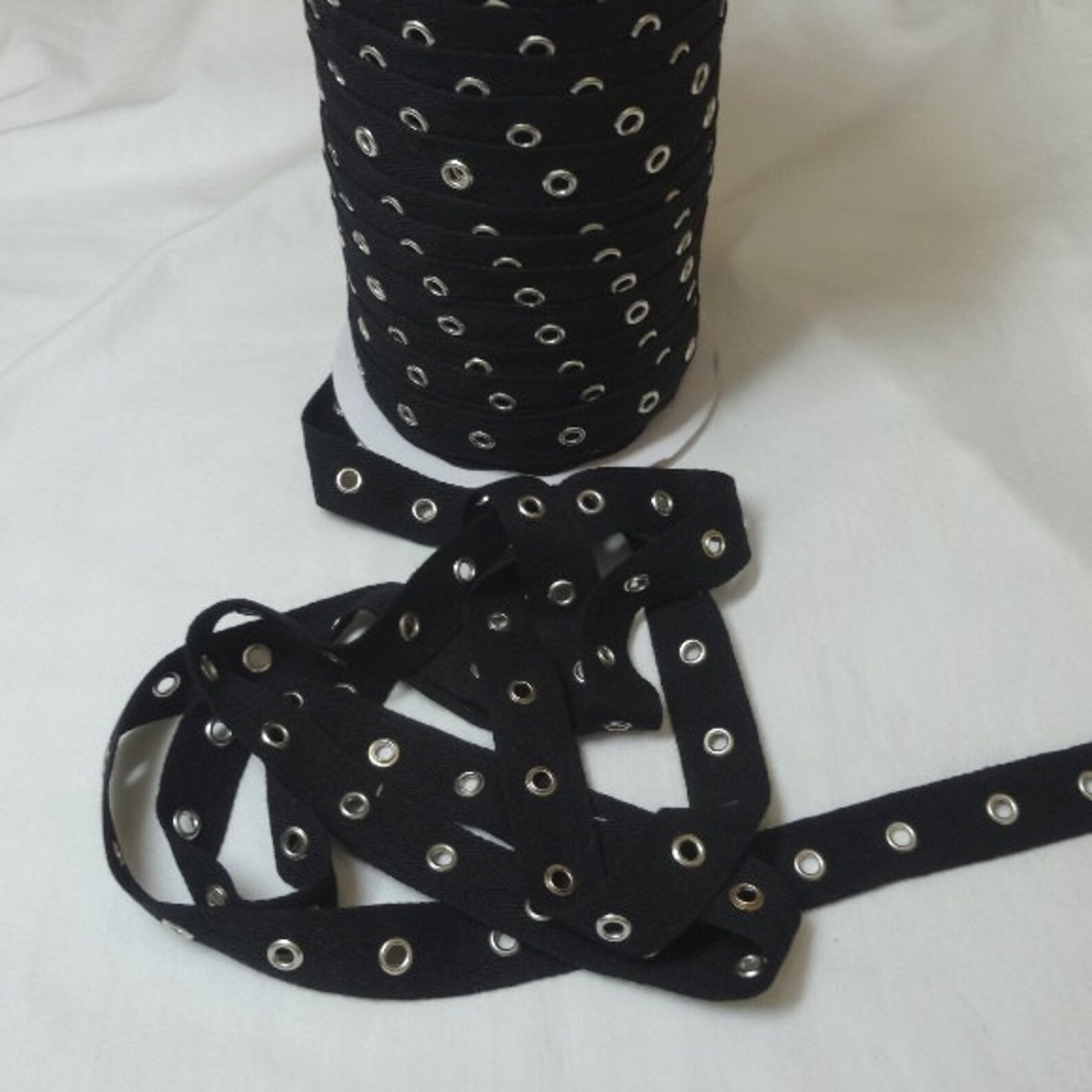 3/4 Inch Black Eyelet Grommet Twill Tape Nickel Eyes 3/16 Etsy