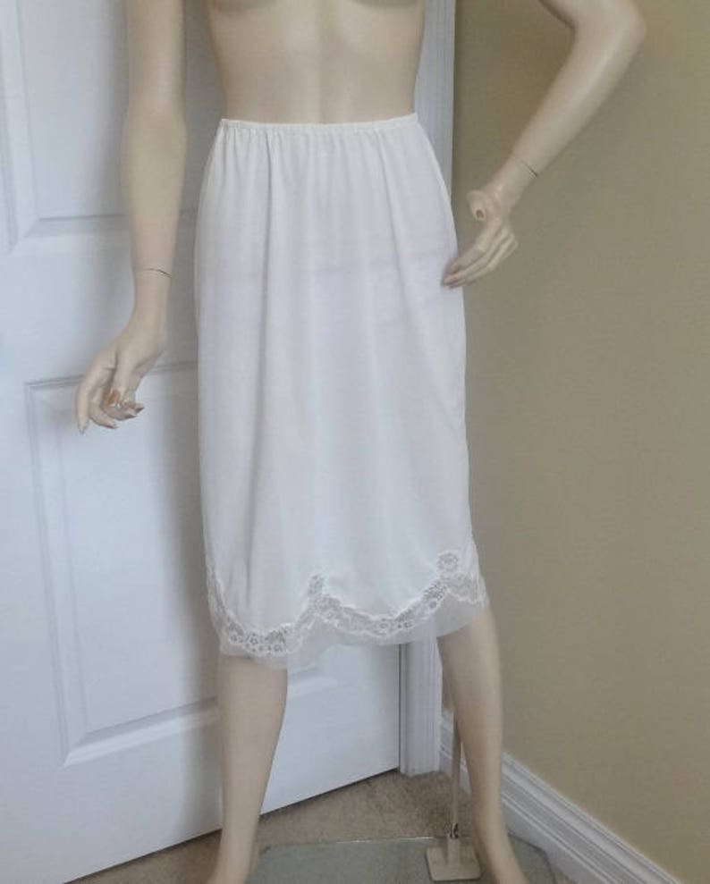 1960s Long Half Slip in White Nylon With Scalloped Lace & Etsy