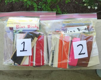 Bias Binding Remnants in Gallon Bag, Choose 1 or 2, Several Colors & Sizes, Many 1 Yard Plus, Sewing Trim for Patterns, Garments, Totes