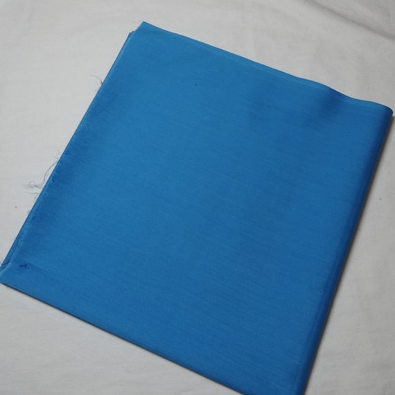 1970s Bright Blue Fabric Cut, 1 & 1/8 Yards, 44 In. Wide, Poly Cotton Blend, Child's Outfit or Blouse, Vintage Textiles