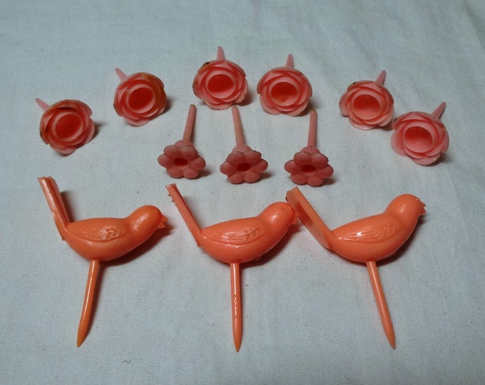 Vintage 1960s 12 Piece Plastic Birthday Cake Candle Holders or Etsy