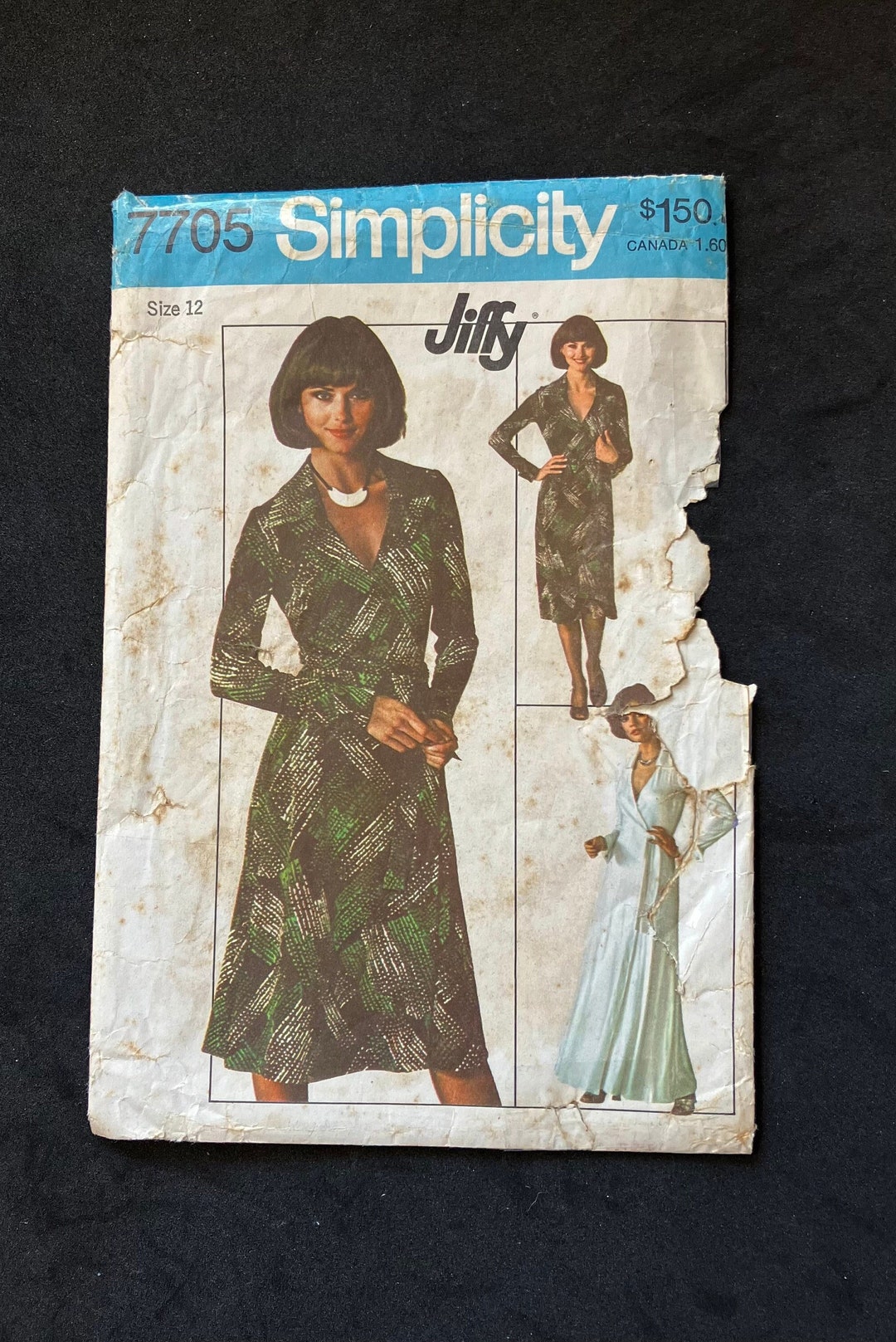 Simplicity 7055 Simplicity 7705 Pattern for Misses' JIFFY Wrap Dress in 2 Evening or ...
