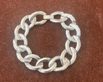 Vintage Chunky Chain Link Bracelet in Silver Tone, Upcycle Jewelry