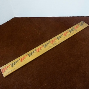 Eyesaver Holz 12-Zoll-Lineal, gut lesbar, Metall gerade Kante, Winkel, hergestellt in den USA, SFR & B Co. Seneca Falls NY, Büro, Schule, Upcycle