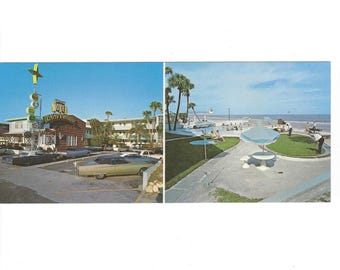 1970s Driftwood Motel Long Postcard, Ormond Beach Florida, Unposted, Travel Souvenir
