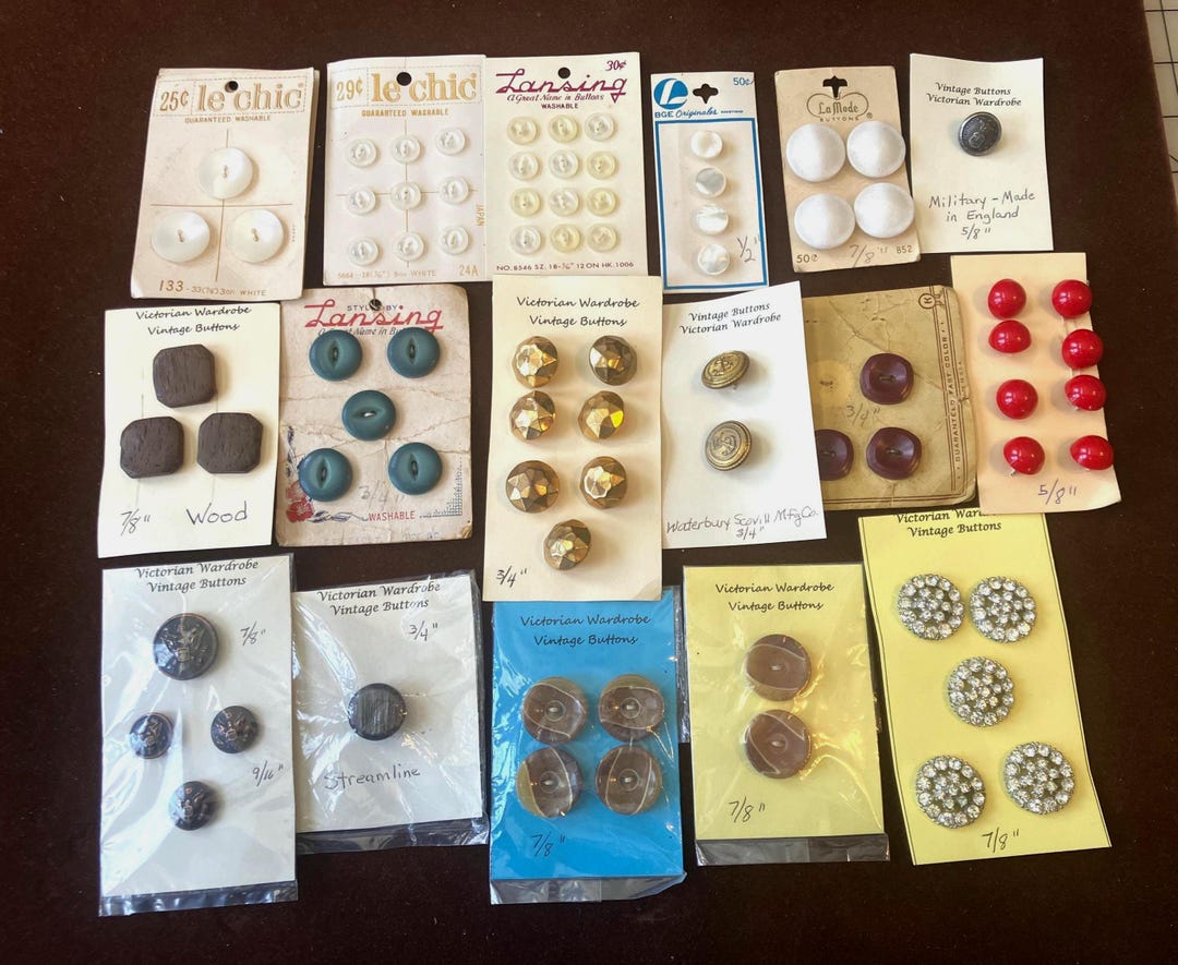 Vintage Sewing Buttons on Original Cards & Other, Assorted Brands ...