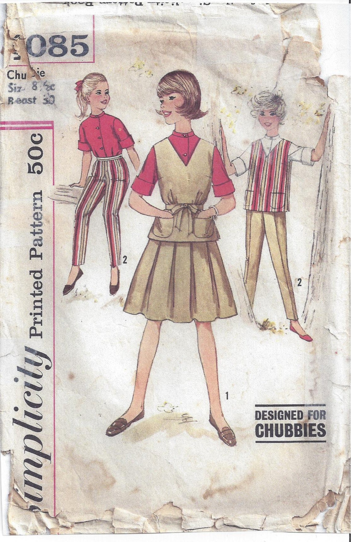 Simplicity 4085 Pattern for Chubbies' Skirt, Blouse, Top, Pants, Size 8 ...