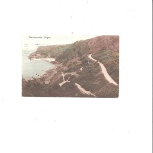 Kolorowa pocztówka z 1924 r. przedstawiająca stoki Babbacombe w hrabstwie Devon w Anglii, wysłana z 2 znaczkami półpensowymi, brytyjska pamiątka z podróży