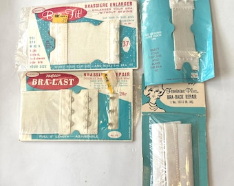 1960s Vintage White Bra Extenders, 4 Packs by Gemco & Feminine Plus, Original Packages