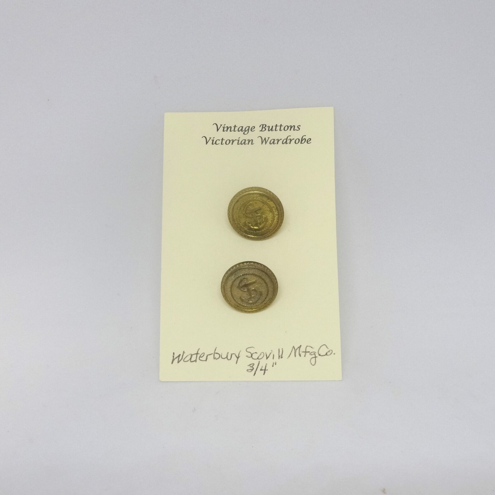 2 Military Style Brass Buttons With Anchors 3/4 In. Shank Etsy