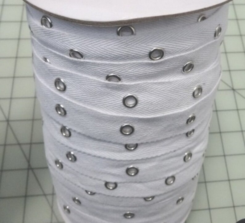 3/4 Inch WHITE Eyelet Grommet Twill Tape 1.5 Inch Spaced Etsy