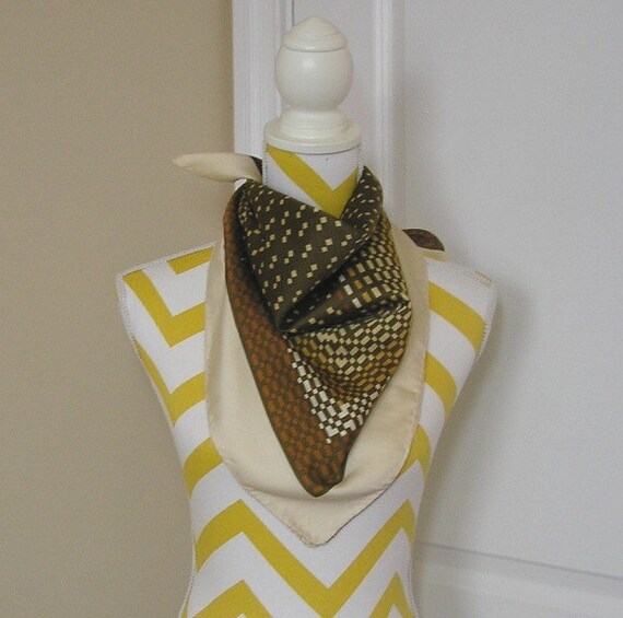 Pretty Neutral Brown Checkerboard Scarf with Beig… - image 3