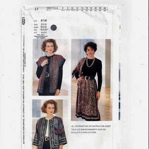 Butterick 4221 Pattern for Misses' Jacket, Vest, Top, Skirt, Scarf ...