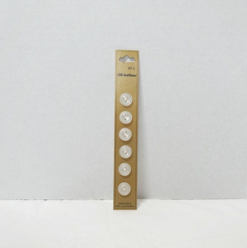 2 Holes Card of 6 12 Inch Fasteners Home Sewing Notions Craft Projects Made in Germany Style 8006 Dill Sew Through Buttons in White