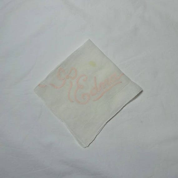 1950s Monogram Handkerchief with Hand Applique "E… - image 3