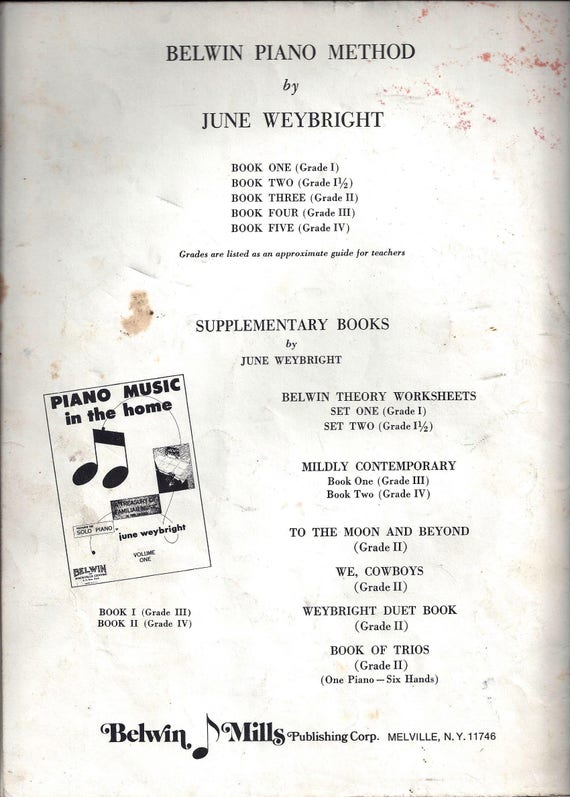 Belwin Piano Method, Book 1