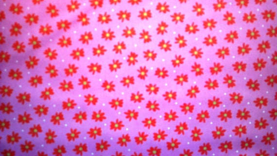 ONE HALF Yard Cut of New Cotton Quilting Fabric, Lollipop Baby by Blue Hill Fabrics, Pink Background with Orange Daisies, Little Girl Fabric