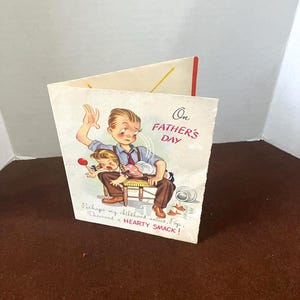 1952 Whimsical Vatertagskarte von Greetings, Inc., signiert aber weiß, Doppelfalte, Vintage Dad's Day Card, Upcycle Paper Ephemera
