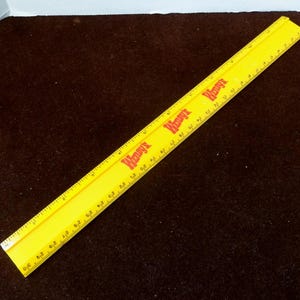 Wendy's 12 Zoll & 30 cm Schullineal, Werbung, Gelb Kunststoff, Vintage 1970er 1980er Jahre, Büro, Upcycle Versorgung, Messen, Geschenk, Gelb Rot