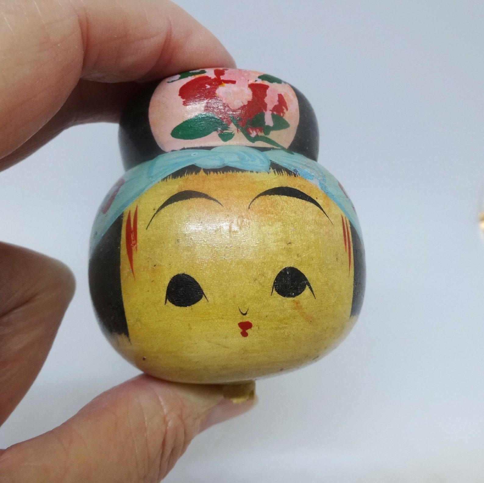 Painted Wood Doll Head From Dowel Rod Pretty Girl With Etsy