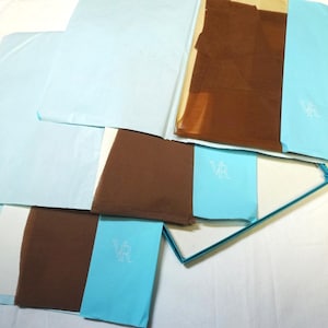 1960s Nylon Garter Stockings by Van Raalte, 3 Pairs in Box, Cinnamon, Size 9.5 - 10, 1 Different, Vintage Clothing Lingerie, Hosiery
