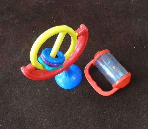 Vintage 1980s Baby Toys: Rattle, the First Years Spinning Toy W