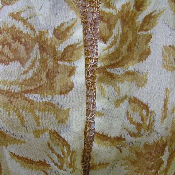 1980s Vintage Gold & Tan 3 Piece Dress, Flowing R… - image 3