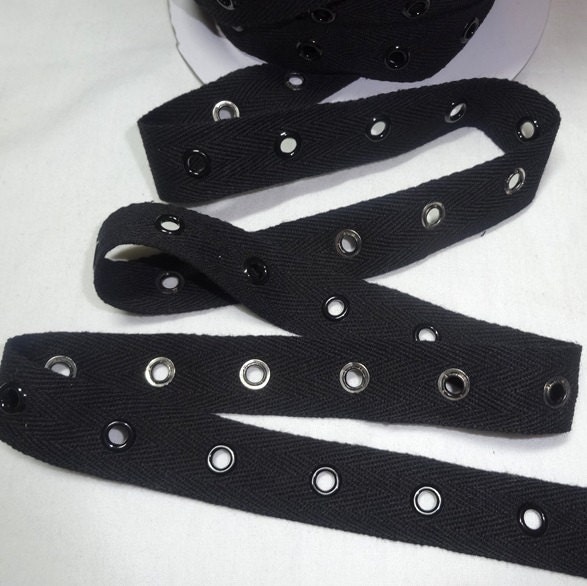 3/4 Inch Black Eyelet Grommet Twill Tape BLACK Enamel Eyes Etsy Canada