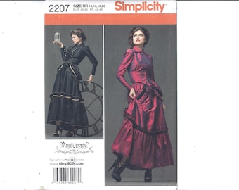 Simplicity 2207 Pattern for Misses' Steampunk Costume Dress, Sizes 14 16 18 20, FACTORY Folded, UNCUT, Arhivestr Haunt Couture, From 2011