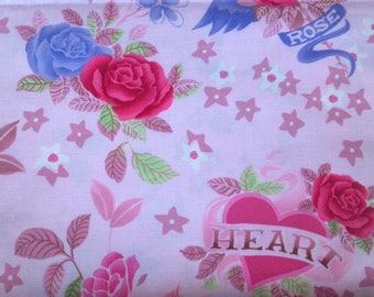 Cotton Quilting Fabric BY the YARD, Hearts & Roses by MMFab, Inc. 44-45 Inches Wide, Home Sewing, Crafts, Quilts