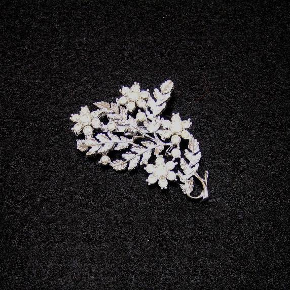 Broche Vintage Strass Blanc Années 80 - Neuf Vieux Stock - Acier - Bijou Fantaisie Femme