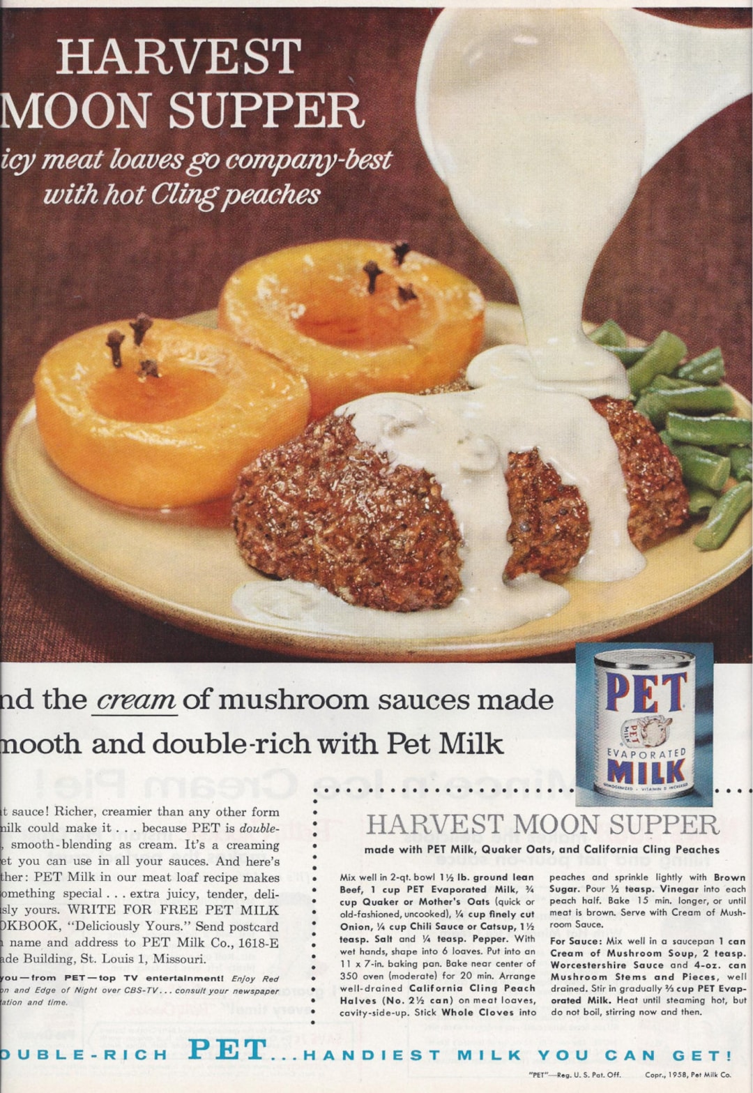 1958 Pet Milk Magazine Ad in Color With Color Betty Crocker Etsy