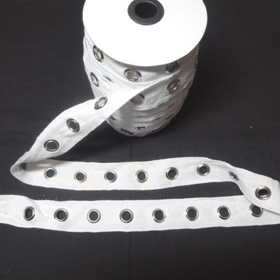 Jumbo White Eyelet Grommet Twill Tape NICKEL Eyes 1 3/8 In. Etsy