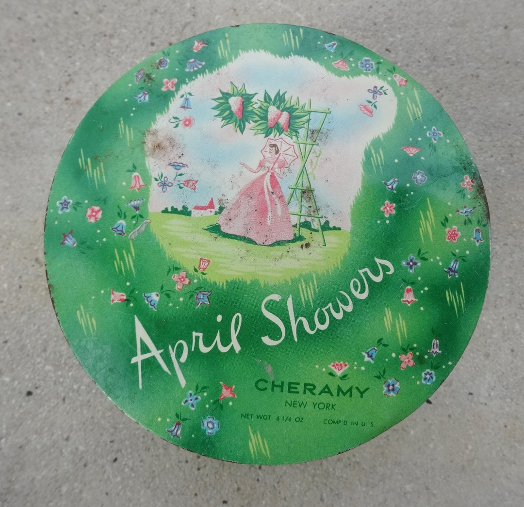 Cheramy April Showers Powder Tin, NO Content, 6 1/6 Oz., 2 Inches Tall ...