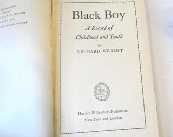 Black Boy Buch von Richard Wright Ausgabe 1945, Eine Aufzeichnung von Kindheit und Geschichte, Hardcover, Harper & Brothers, Upcycle Lesebibliothek