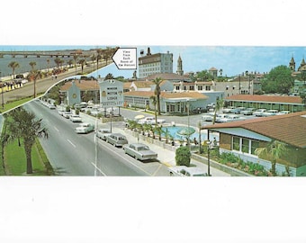 Monson Motor Lodge Long Postcard, St Augustine, Florida, Unposted with 10 Cent Stamp