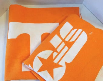 2 Cuts University of Tennessee VOLS Orange White Canvas Cotton Fabric with DAMAGE, 60 in wide