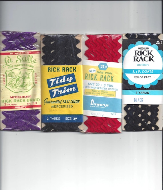 Wrights Medium Rick Rack Black 2 1//2 Yards Sealed Package of 3