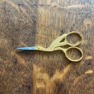 Vintage Stork Broderi- & Handarbetssax, 8,5 cm, Rostfritt Stål, Guld, Okänd Tillverkare, Klippning