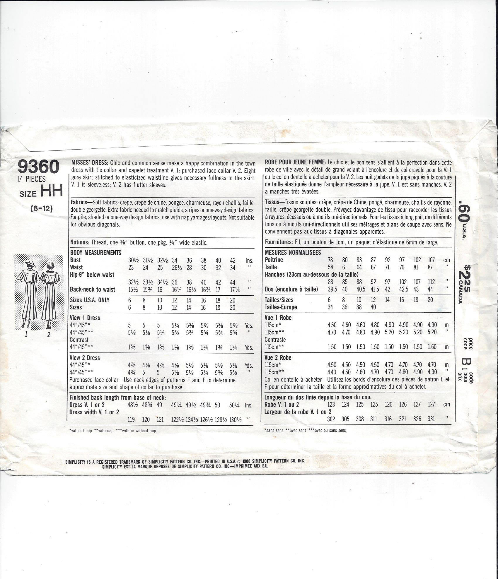Simplicity 9360 Pattern for Retro Edwardian Dress, 60th Anniversary ...