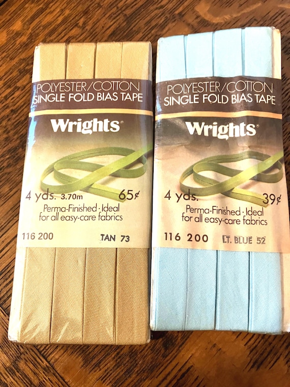 Choice of Packaged, Single Fold Bias Tape, 4 Yard Pack, Poly Cotton Blends, Home Sewing Notions Trim, Vintage 1970s, Upcycle