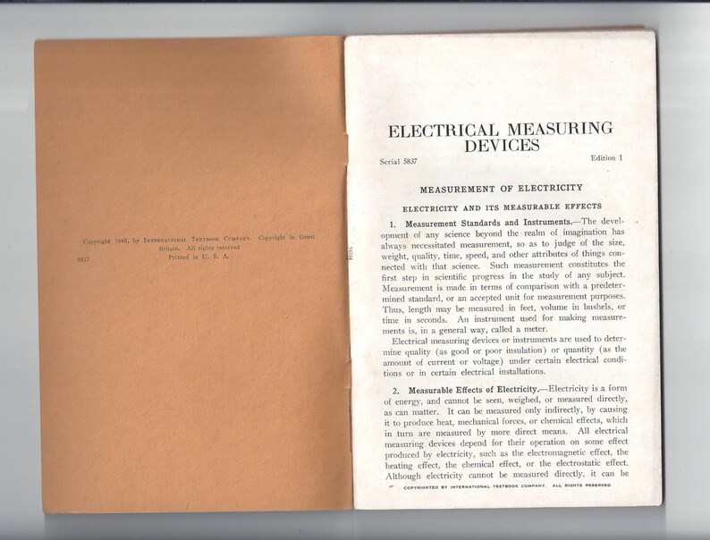 1948 Electrical Measuring Devices Book for Home Study Etsy