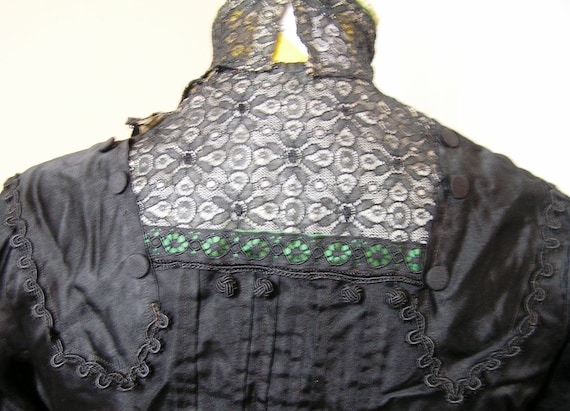 Authentic Antique Victorian Blouse in Black, Circa