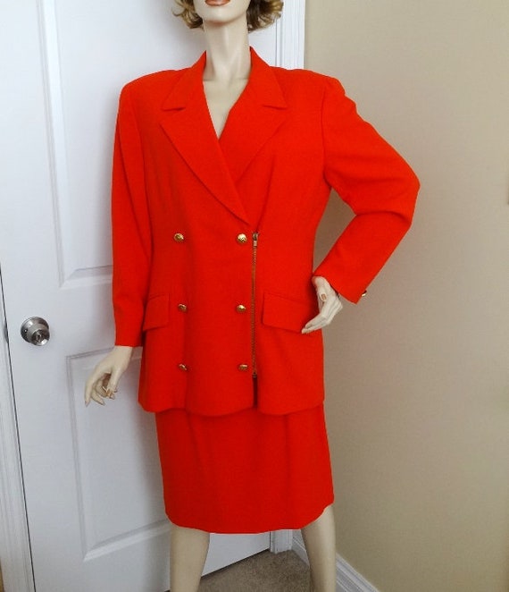 Anne Klein Misses' Career Suit in Orange Wool Ble… - image 4