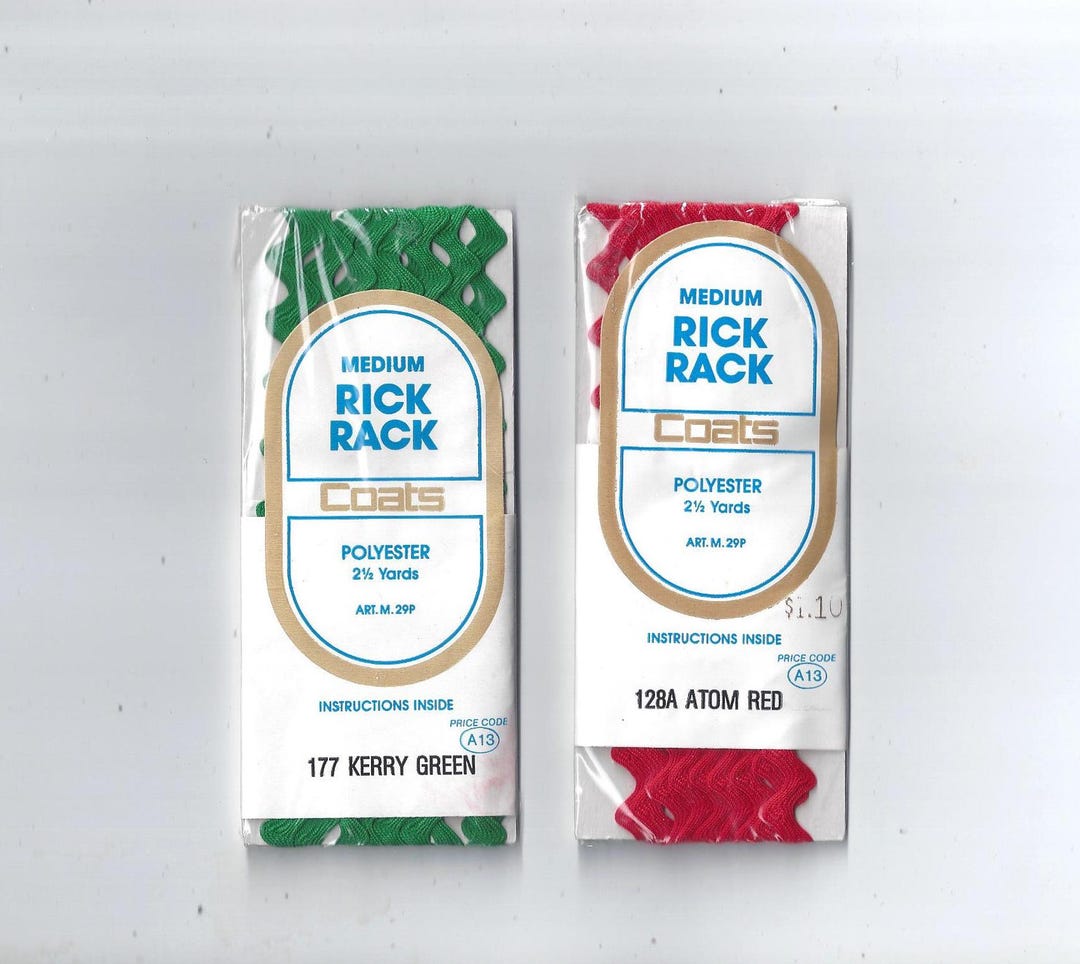 Packaged Medium Rick Rack by Wrights or Coats, 2.5 Yards of 1/2 Inch ...